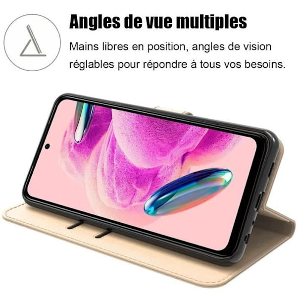 Fodral för Xiaomi Redmi Note 12S, stötsäkert fodral i lädereffekt med kortficka och guldstativfunktion (ej för Redmi Note 12)