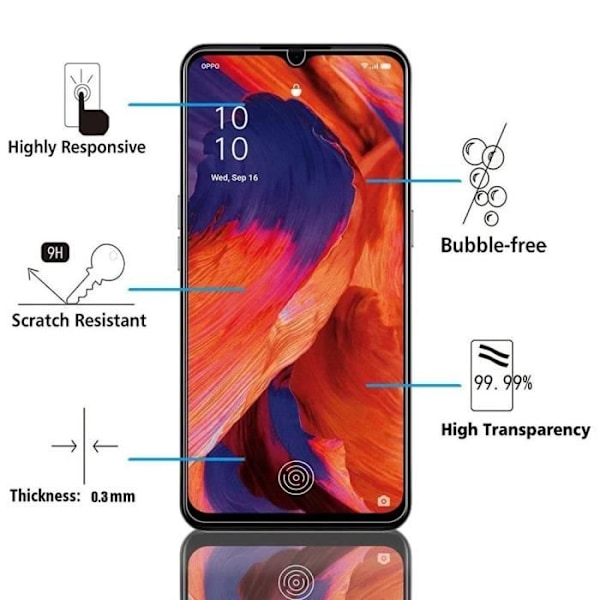 Pakke-3 hærdet glas til OPPO A73 4G skærmbeskyttelse 9H stødsikker Transparent