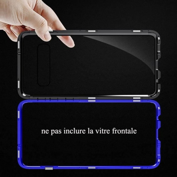 Magnetfodral för Galaxy S10 Silver Aluminium Metall Bumper Baksida i härdat glas till Samsung Galaxy S10 pengar