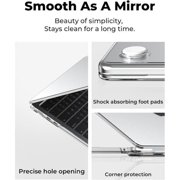 Coque Kompatibel med MacBook Air 13,6 Tum M2 M3 M4 (A2681 A3113 A3240) 2025 2024 2022 Mac 13 Hårdt Etui Case Färg: Klar Kristall