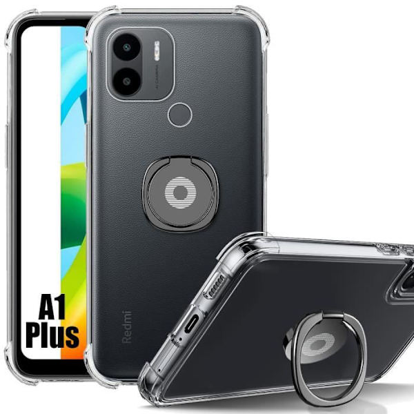 Fodral till Xiaomi Redmi A1+-A1 Plus Stötsäker Transparent Silikon med Stativ Svart