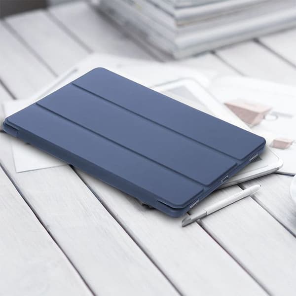 Coque + Härdat Glas -E.F.CONNECTION - för Samsung Galaxy Tab S9 - Repellerande Skydd - Ställ för Sömn-Vakna - Mörkblå marinblå