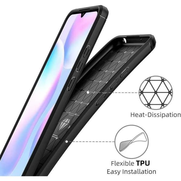 Coque för Redmi 9A - Xiaomi - Förstärkt Skydd - 2 Härdade Glas - Svart - Silikon Svart