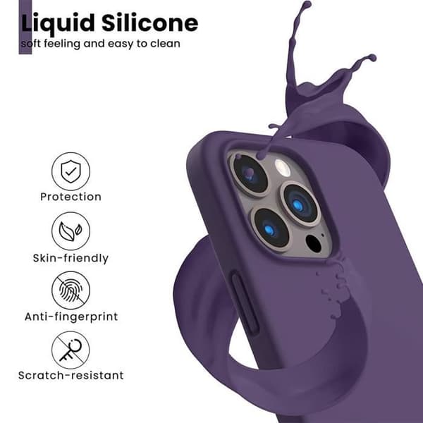 Silicon skal - för iPhone 15 Pro Max - Mörklila - Ultra tunn - Halkfri - Stötsäker Mörklila