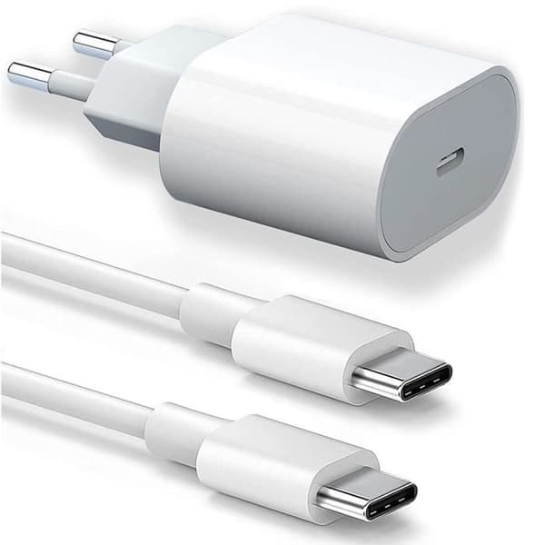 USB-C-laddare 25W - E.F.CONNECTION - USB-C-kabel 1M - Kompatibel med Xiaomi Mi 10 Lite/Pro/T Pro/T Lite Vit