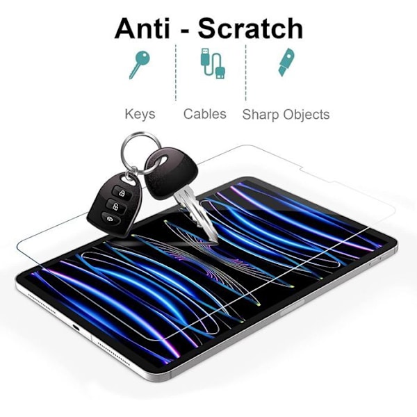 Set med 2 Härdat Glas för iPad Pro 11 Tum (2022/2021/2020/2018) - Rep-skyddande Skärmprotektor