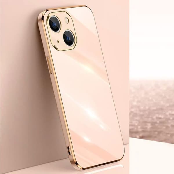 Skyddsskal - E.F.CONNECTION - för iPhone 12 Pro - Flexibelt - Rosa - Lyxigt Guldkant Rosa