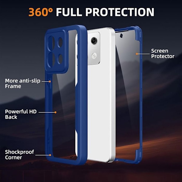 Skydd - Xiaomi - Redmi Note 13 Pro 5G - 360 Skydd - Förstärkt Kantskydd - Mot Gulnande marinblå