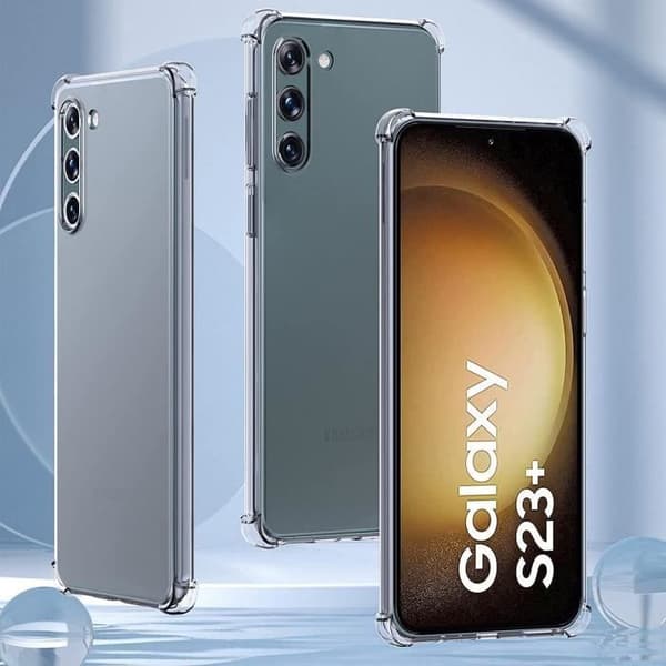 Skyddsskal för Samsung Galaxy S23+ (S23 Plus) - E.F.CONNECTION - Transparent silikon och 2 härdade glas. Transparent