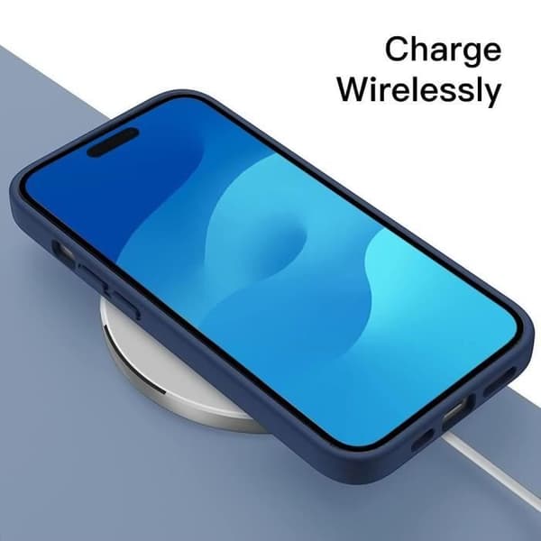 Skyddsfodral för iPhone 15 Pro Max - Flytande silikon - Mörkblå - 2 härdade glas - Skydd för baksidan av objektivet