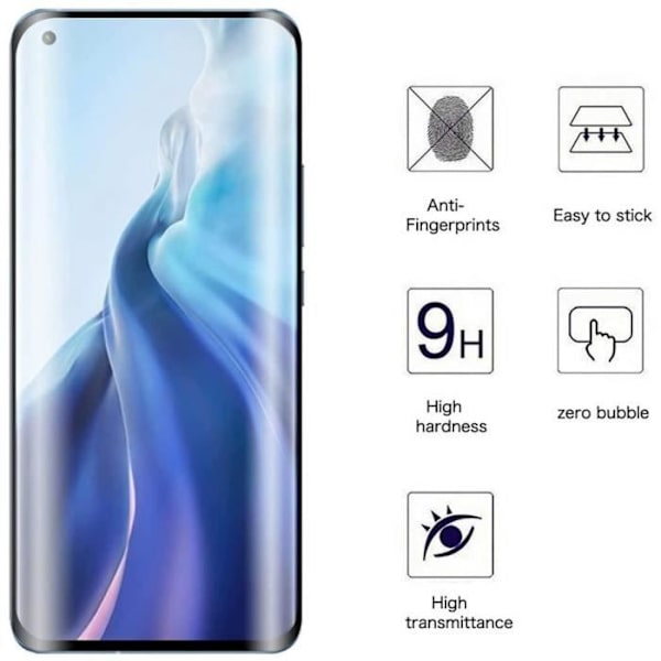 VSHOP®hærdet glas til Xiaomi Mi 11 [Fuld dækning] 5D, skærmbeskytter i premium kvalitet i sort Svart