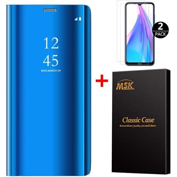 Etui - Xiaomi - Redmi Note 8T - Spejl - Flip - Beskyttelse med stativ Blå