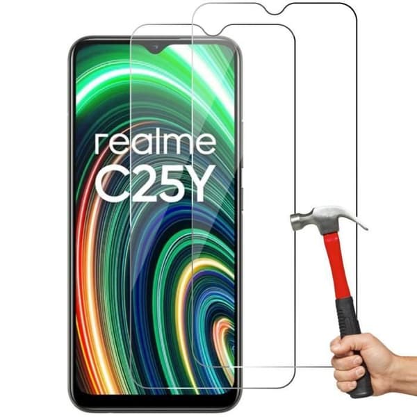 Härdat glas - E.F.CONNECTION - för realme C25Y - Rep- och stötresistent - Pack om 2 Transparent