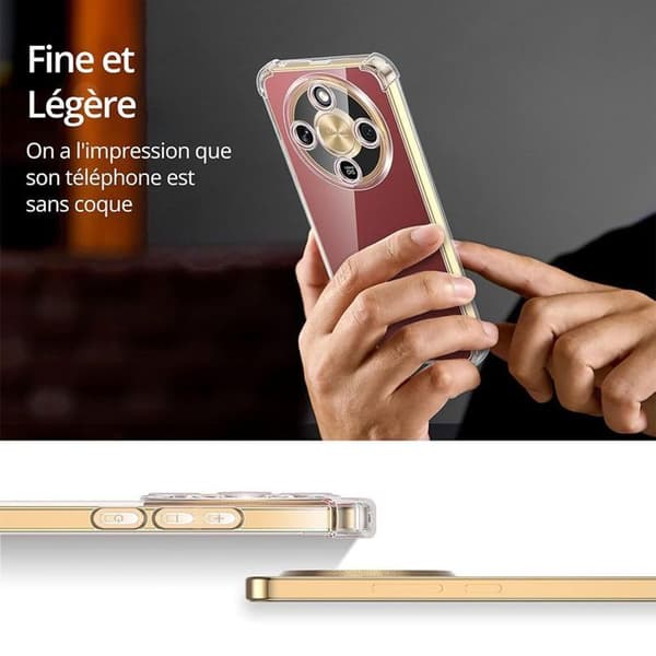 Coque + 2 Doppade Glas för Honor Magic 8 Lite, Slitstark Silikon Stötsäker Med Förstärkta Hörn Transparent