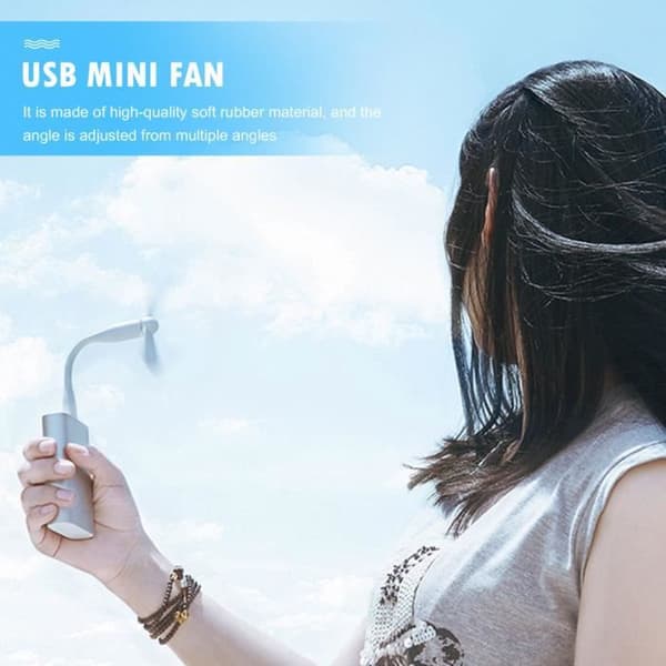 Mini Flexibel hopfällbar USB-fläkt för bärbar dator - Vit