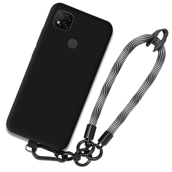 Coque - Xiaomi - Redmi 10A - Redmi 9C - Stødabsorberende - Aftageligt Snor - Sort Svart