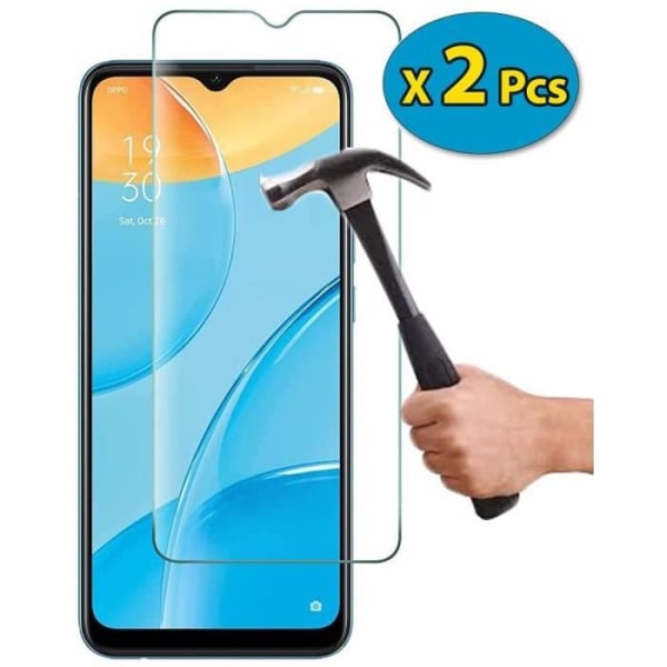 Parti -2 härdat glas för OPPO A15 (6,52") härdat glasfilmer Svart anti-repor glas med hög motståndskraft Transparent