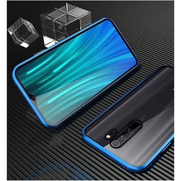 Skyddande skal - E.F.CONNECTION - Redmi 9 - Magnetisk - Härdat glas - Blå Blå