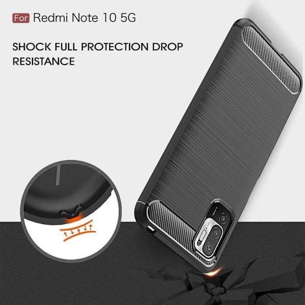 Fodral för Redmi Note 10 5G (6,49") Svart silikon antichockstål Funktioner TPU-design Förstärkt skydd Svart