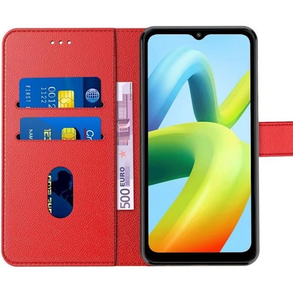Etui til Redmi A1+/A2+ (A1 Plus/A2 Plus) Rød stødsikker anti-ridse blød kortholder Syntetisk læder Röd