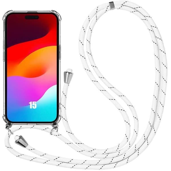 Skyddsskal - E.F.CONNECTION - för iPhone 15 - Stöttålig - Flexibel - Vit Transparent, vit