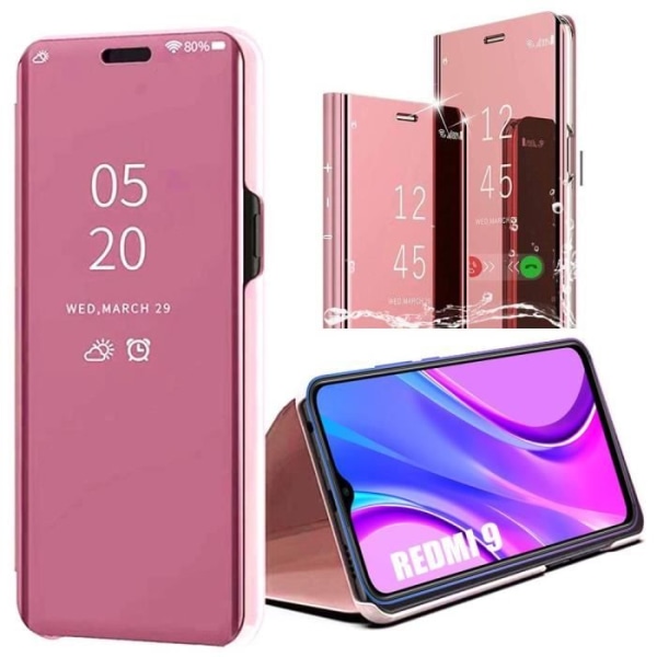 Fodral för Redmi 9 (6,53") Trendig design spegeleffekt Anti-chock förstärkt skydd Rosa rosa