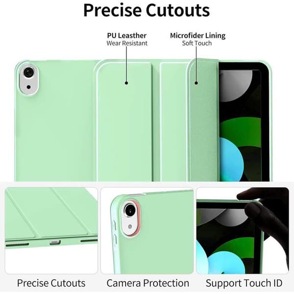Coque + Härdat glas - för iPad Air 13 tum - Grön - Stötsäker - Fällbart stativ - Sömn/Väckning Grön