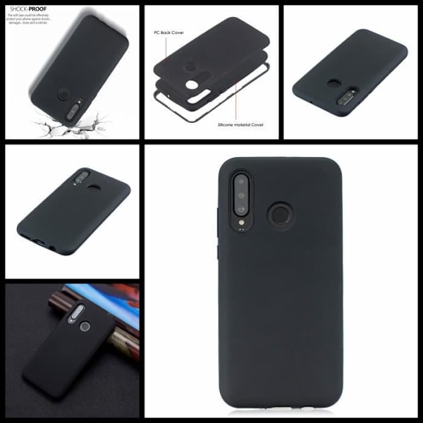 Silicone Cover til Huawei P30Lite, Ultra Tynd Blød TPU Gel Mat Bumper Blød Let Anti-Rids Stødabsorberende Etui (Sort) Svart