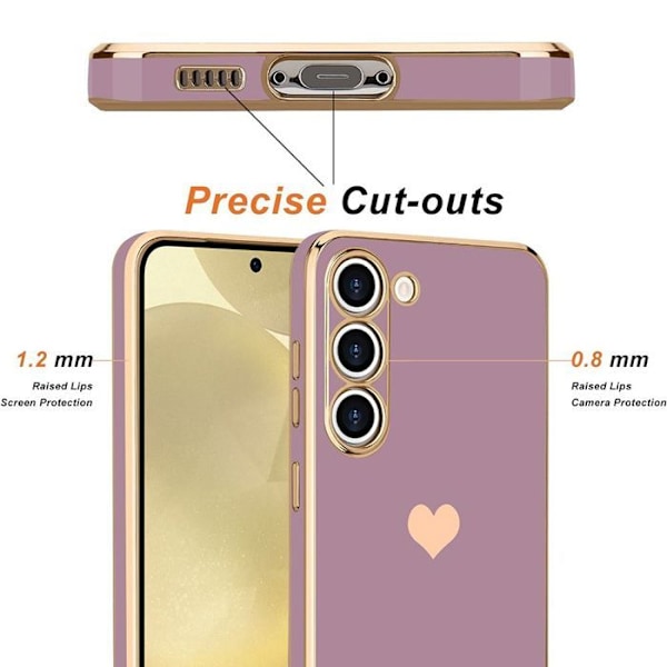 Cover til Xiaomi 15 Pro, Beskyttelse med Hjerte Mønster Stødabsorberende Slank Let Lilla + 2 Tempered Glas Lila