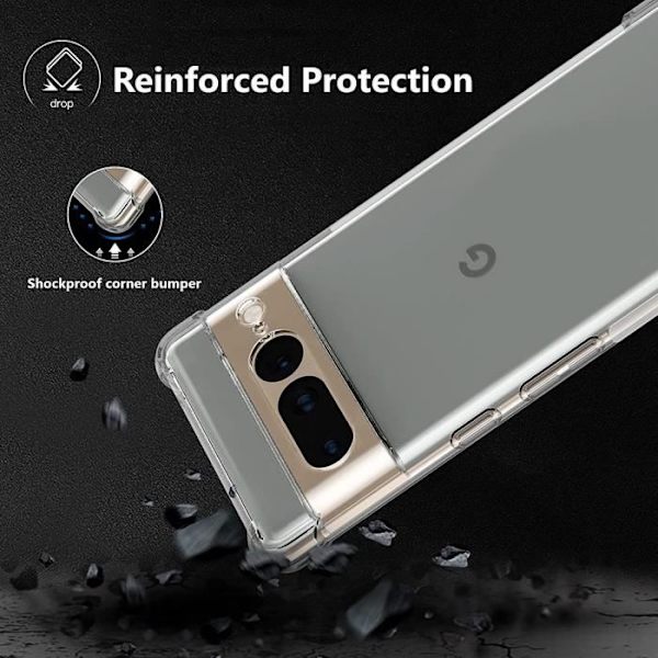 Skyddande skal för Google Pixel 7 Pro - E.F.CONNECTION - 4 hörn förstärkta med högkvalitativ silikon Transparent Transparent