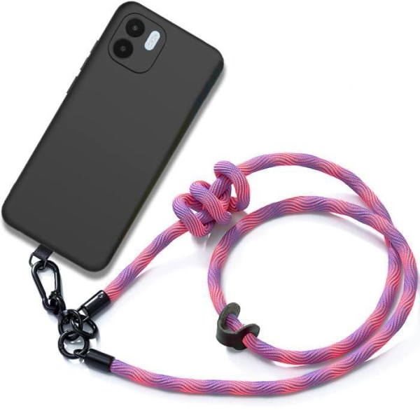 Nøglesnor til Xiaomi Redmi A1-A2 TPU Sort stødsikker anti-ridse med lyserød snor