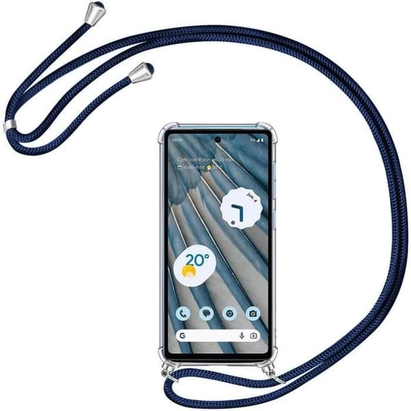 Skyddsskal - E.F.CONNECTION - Google Pixel 7a - Stötsäker - Flexibel - Marinblå Snodd Transparent, Marinblå