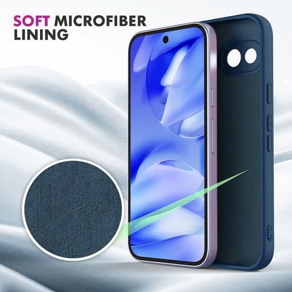 Skyddsfodral för Google Pixel 10a, Mjuk Matt Blå Marin Silikon - 2 Härdade Glas marinblå