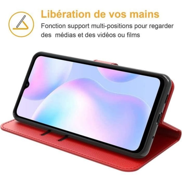 Etui til Xiaomi Redmi A1/A2 Soft Wallet Stødsikker kortholder beskyttelse PU læder - rød Röd
