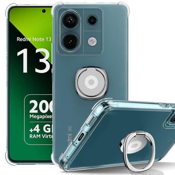 Coque för Xiaomi Redmi Note 13 Pro 5G - Stötsäker - Transparent - Ringstöd - Mjuk - Unisex Transparent