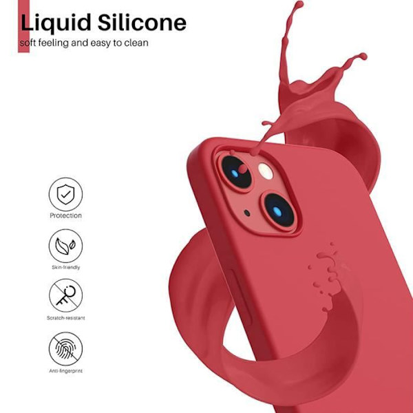 Fodral med 2 härdade glasögon för iPhone 15 Plus - Mattrött Tunt TPU skyddsfodral