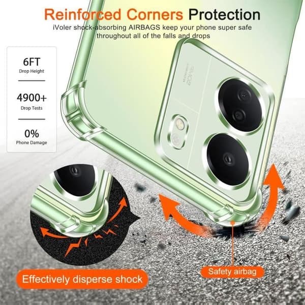 Coque Silikon - E.F.CONNECTION - För Xiaomi Redmi 13C - Transparent - Rotating Ring Stöd - Stötskydd Transparent