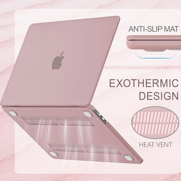 Skal Kompatibel med MacBook Air 13,6 Tommer M4 M3 M2 2025-2022 Udgivelse A3240 A3113 A2681, Beskyttelsesetui Hård Skal, Lyserød Färg: Rosa