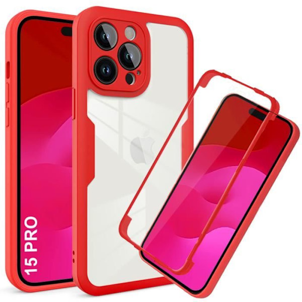 Coque - E.F.CONNECTION - för iPhone 15 Pro - 360 skydd - Repellerande - Dämpar stötar Röd