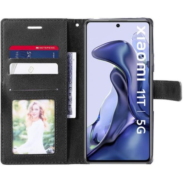 Etui til Xiaomi 11T - 11T Pro - Anti-ridsebeskyttelse PU læder - Brun-sort