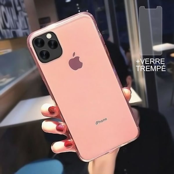 Silikonfodral för iPhone 13 Pro (6,1") Rosa och 2 härdade glasögon E.F. Connection