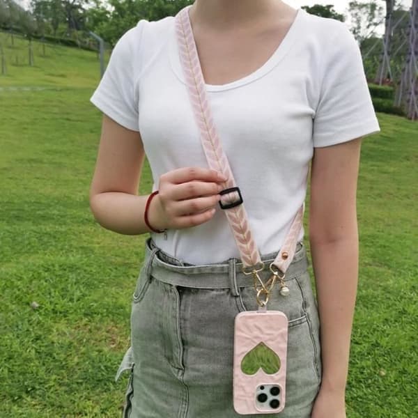 Coque - E.F.CONNECTION - För Xiaomi Redmi Note 13 Pro+ 5G - Anti-Rip - Justerbar Snöre - Transparent Rosa