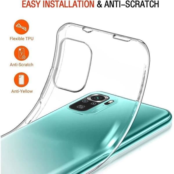 Skyddande skal - E.F.CONNECTION - Redmi Note 10S - Flexibelt - Transparent - Stötabsorberande Transparent