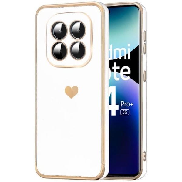 Coque - Xiaomi - Redmi Note 14 Pro+ 5G - Mönster Hjärta - Mjuk - Rep-Resistent TPU Vit Vitt guld