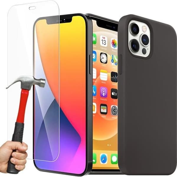 Siliconfodral - E.F.CONNECTION - för iPhone 12 Pro - Stötsäker - Repfria - Svart Svart