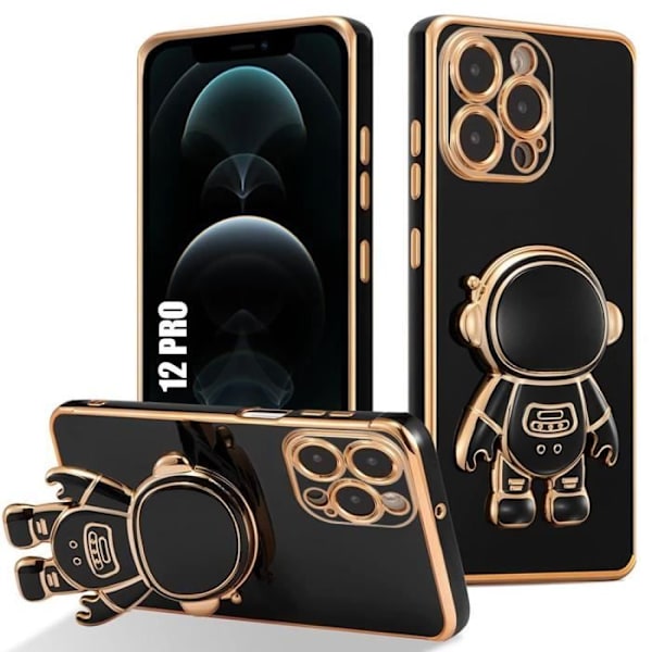 Beskyttelsescover - E.F.CONNECTION - iPhone 12 Pro - Silikone - Sort - 3D Astronautestøtte Svart