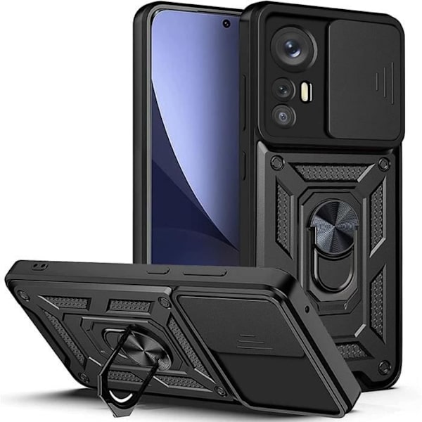 Fodral till Xiaomi 12 Pro Svart styv stötsäker skyddskameraringhållare Svart