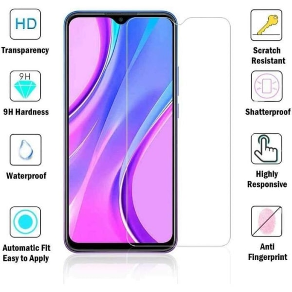 Pakke 3 hærdet glasbeskyttelse til Redmi 9 Screen Anti Trace glasfilm Transparent