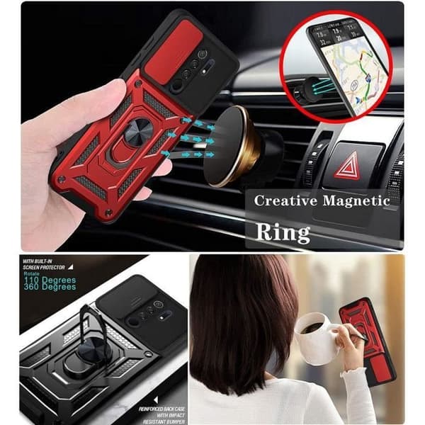 Coque och Stötsäkra Glas - Redmi - 9 - Röd - Repfritt - Heltäckande Skydd Röd