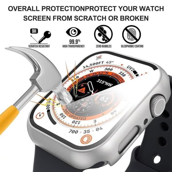 Fodral för Apple Watch Series 9-8-7 45mm - E.F.CONNECTION - Full PC-täckning - Silver Silver